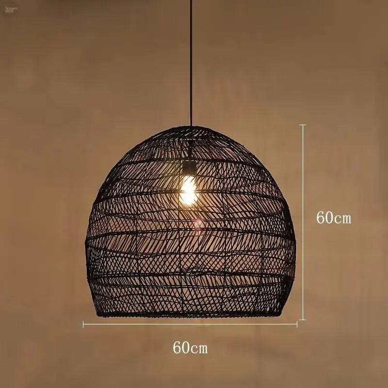 Elegant Handwoven Rattan Pendant Light - Contemporary Home and Dining Decor Brownstick