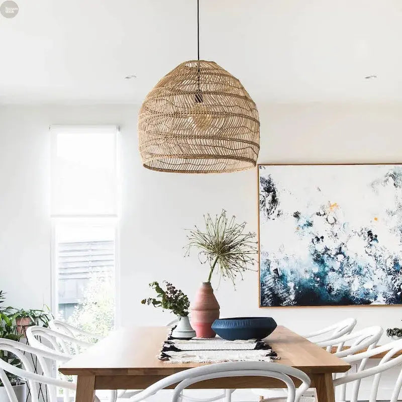 Elegant Handwoven Rattan Pendant Light - Contemporary Home and Dining Decor Brownstick