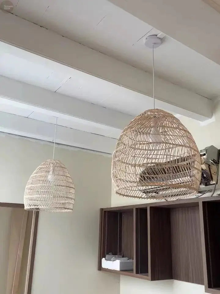 Elegant Handwoven Rattan Pendant Light - Contemporary Home and Dining Decor Brownstick
