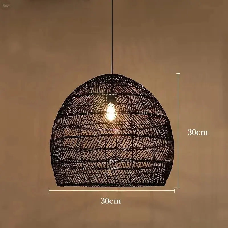 Elegant Handwoven Rattan Pendant Light - Contemporary Home and Dining Decor Brownstick