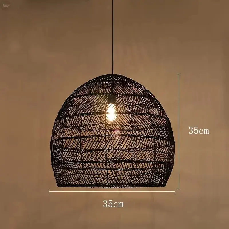 Elegant Handwoven Rattan Pendant Light - Contemporary Home and Dining Decor Brownstick