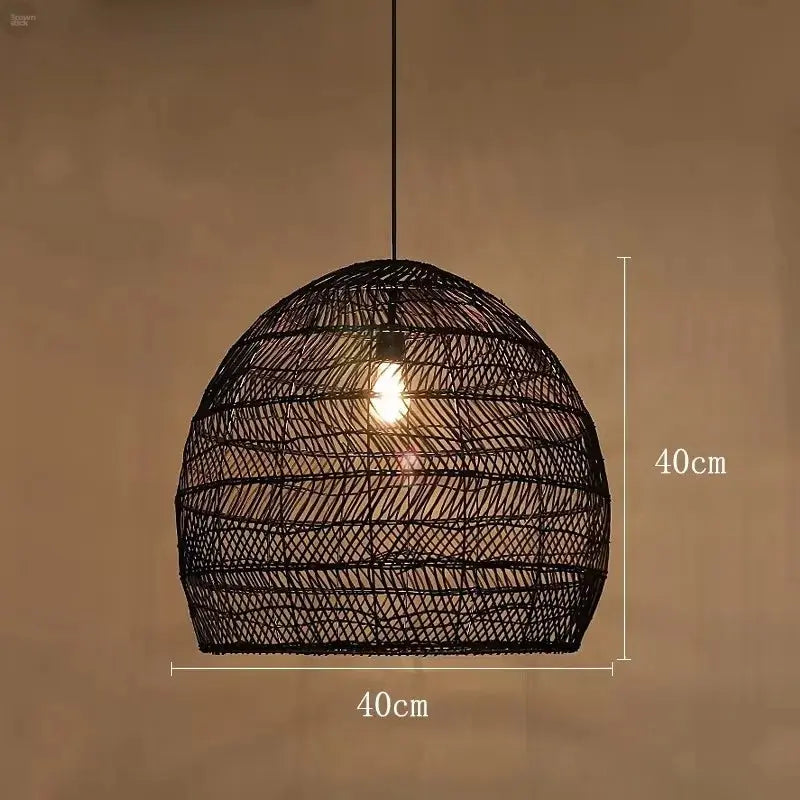 Elegant Handwoven Rattan Pendant Light - Contemporary Home and Dining Decor Brownstick
