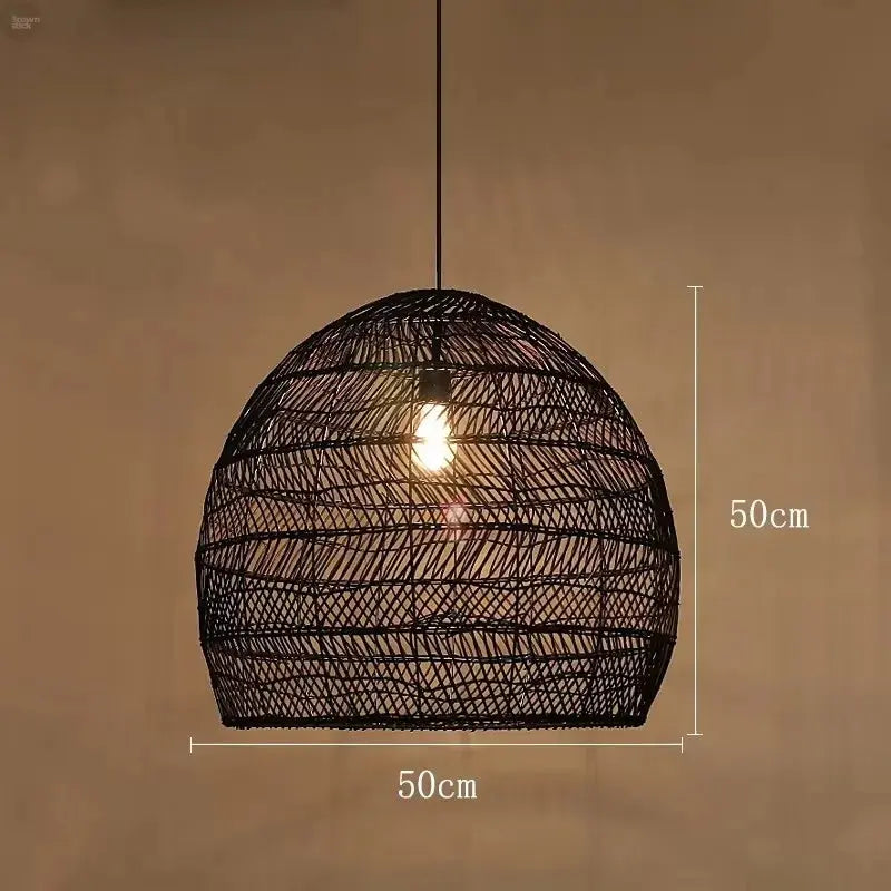 Elegant Handwoven Rattan Pendant Light - Contemporary Home and Dining Decor Brownstick