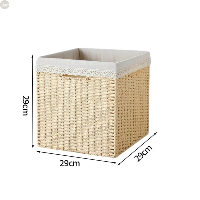 Elegant Handwoven Storage Baskets with Lace Trim Brownstick