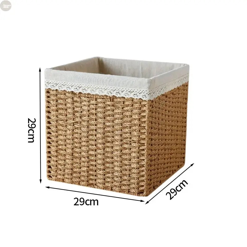 Elegant Handwoven Storage Baskets with Lace Trim Brownstick