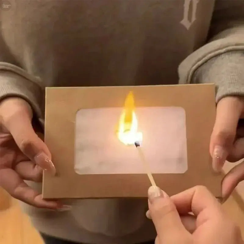 Flame Burning Greeting Card with Envelope - Brownstick