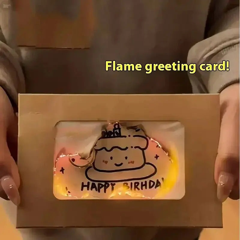 Flame Burning Greeting Card with Envelope - Brownstick