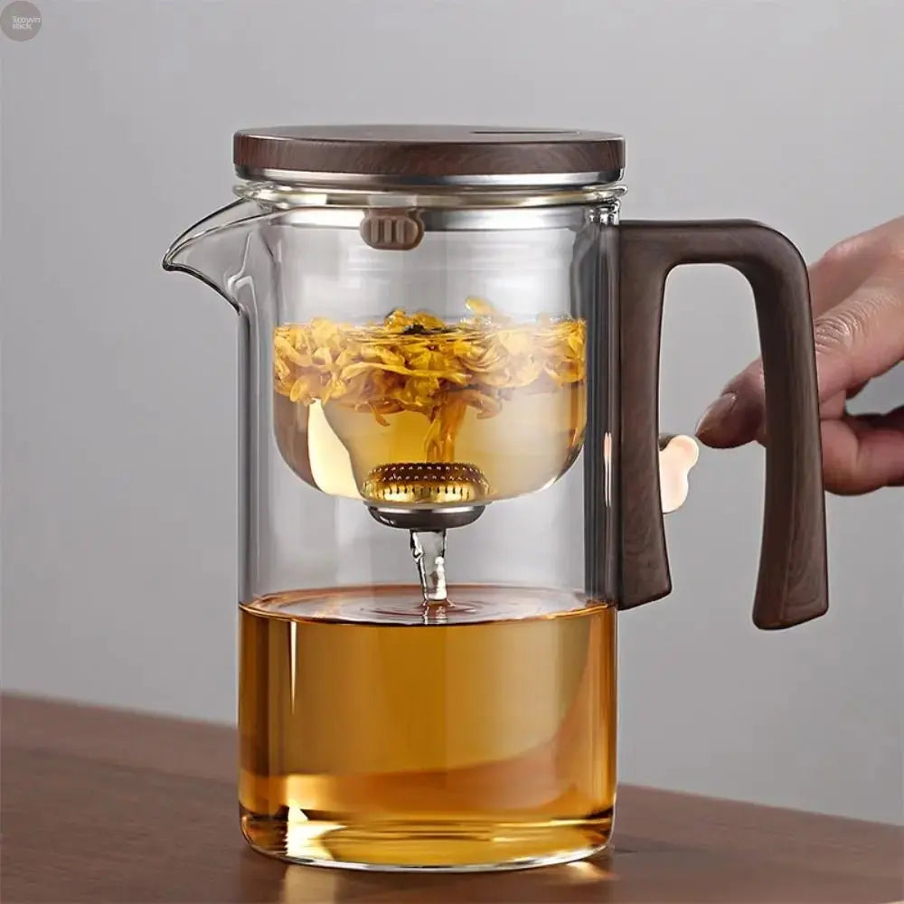 Glass Teapot with Automatic Separation & Magnetic Filtration - Brownstick