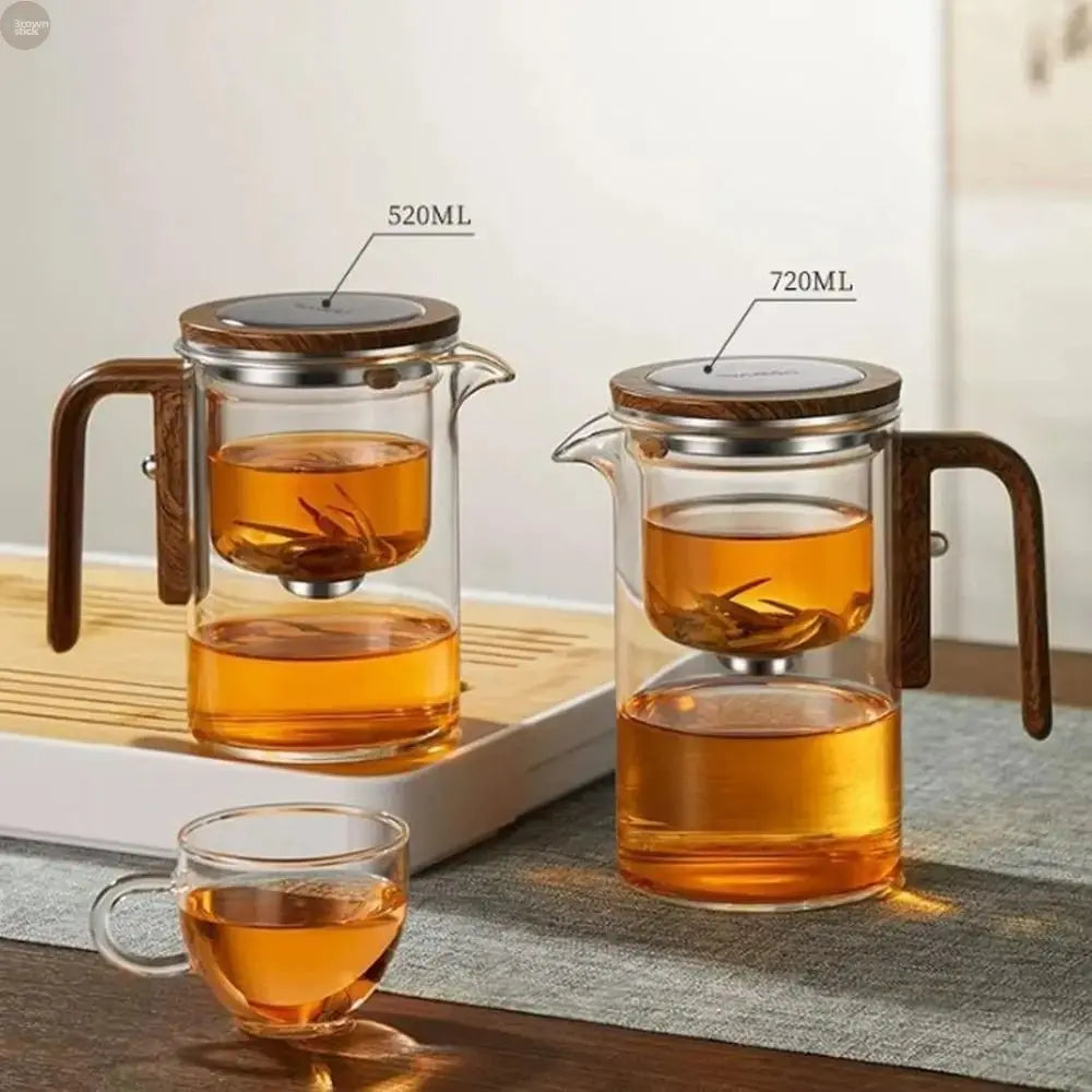 Glass Teapot with Automatic Separation & Magnetic Filtration - Brownstick