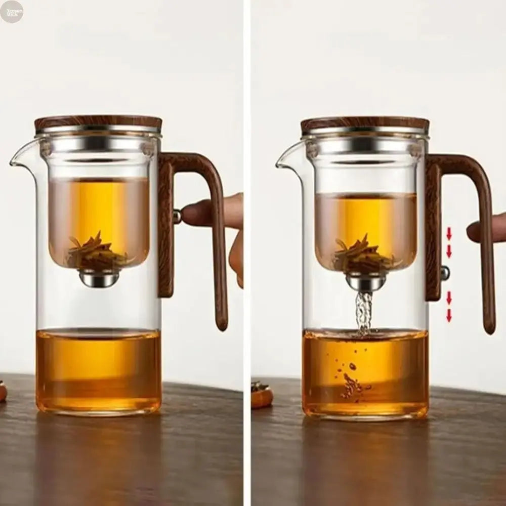 Glass Teapot with Automatic Separation & Magnetic Filtration - Brownstick