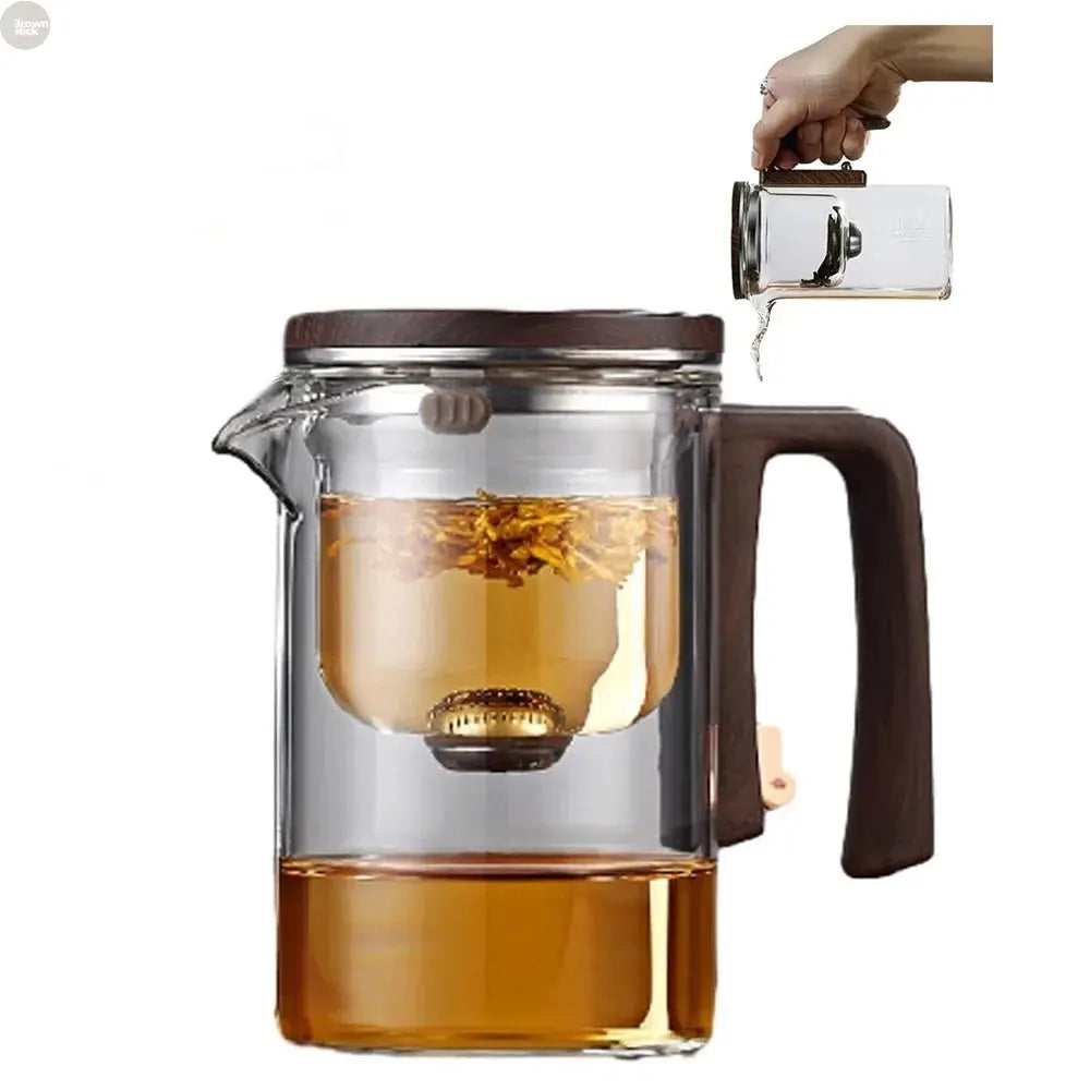 Glass Teapot with Automatic Separation & Magnetic Filtration - Brownstick