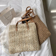 Handmade Summer Tote Hollow Out Straw Shoulder Bag Brownstick