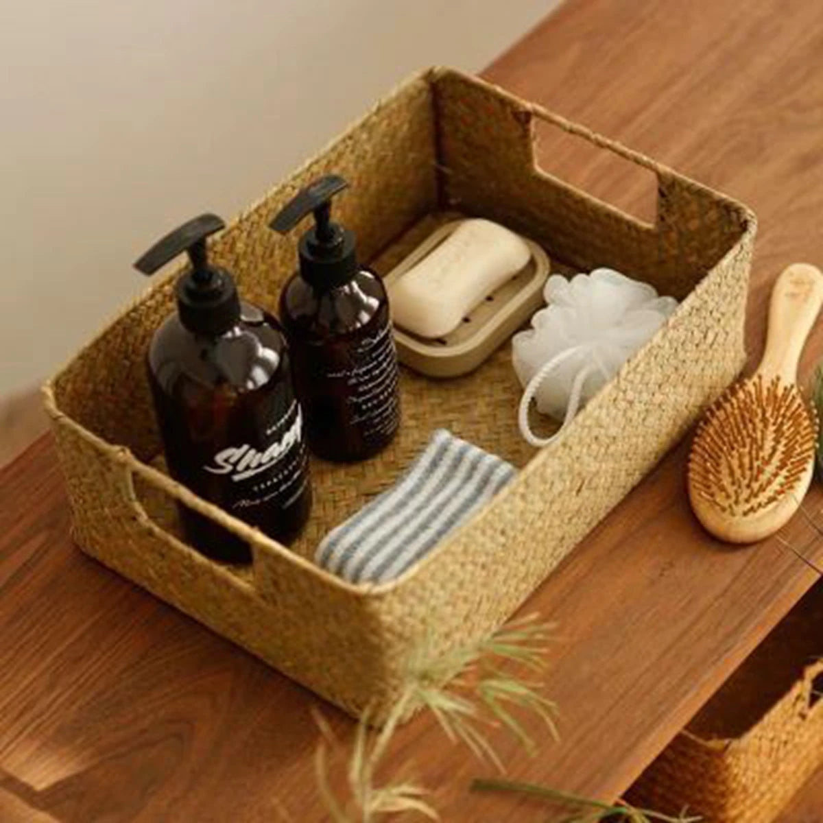 Large Handwoven Seagrass Basket – Natural Wicker Storage Organizer