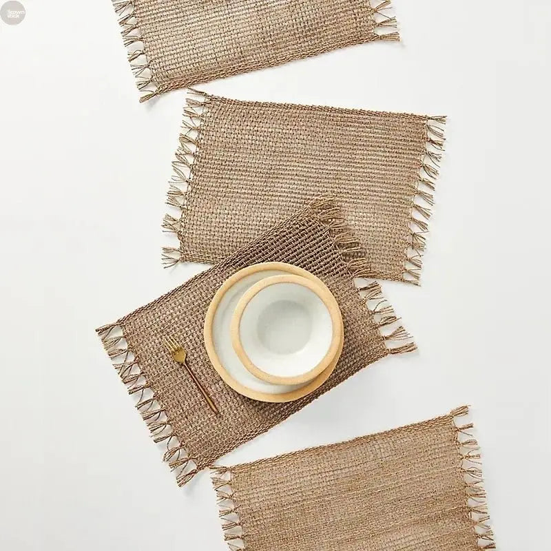 Handcrafted Natural Jute Table Runner - Brownstick