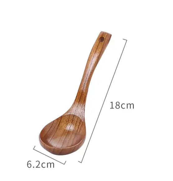 Handcrafted Wooden Soup Spoon – Long Handle Solid Wood Cooking Utensil Brownstick