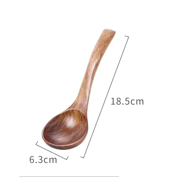 Handcrafted Wooden Soup Spoon – Long Handle Solid Wood Cooking Utensil Brownstick