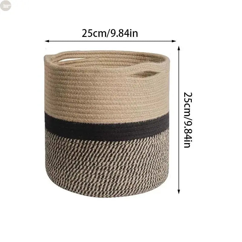 Handmade Cotton Rope Woven Basket – Multi - Purpose Storage Solution - Brownstick