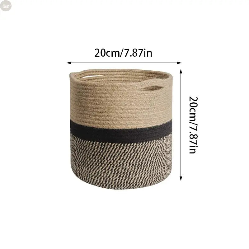 Handmade Cotton Rope Woven Basket – Multi - Purpose Storage Solution - Brownstick