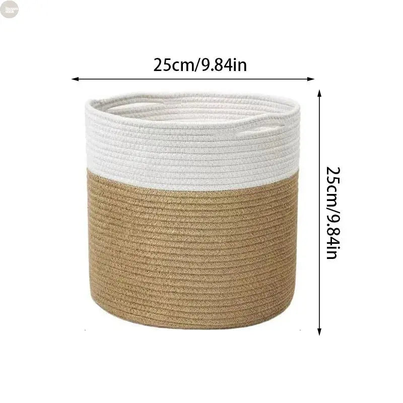 Handmade Cotton Rope Woven Basket – Multi - Purpose Storage Solution - Brownstick