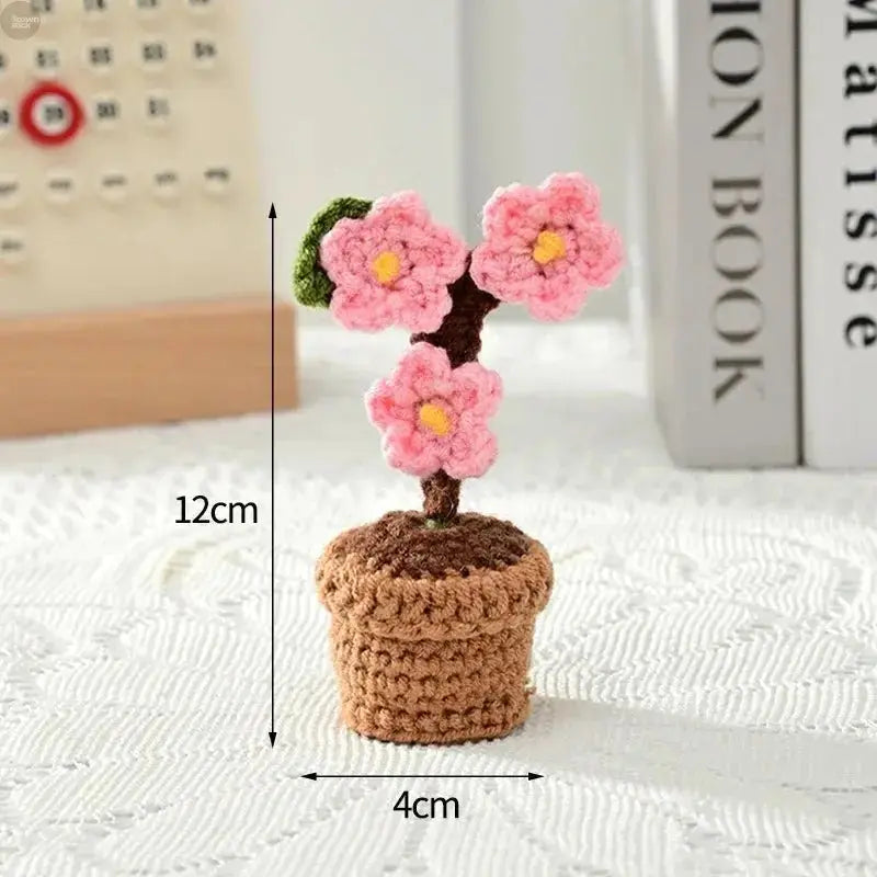 Handmade Crochet Flowers - Brownstick