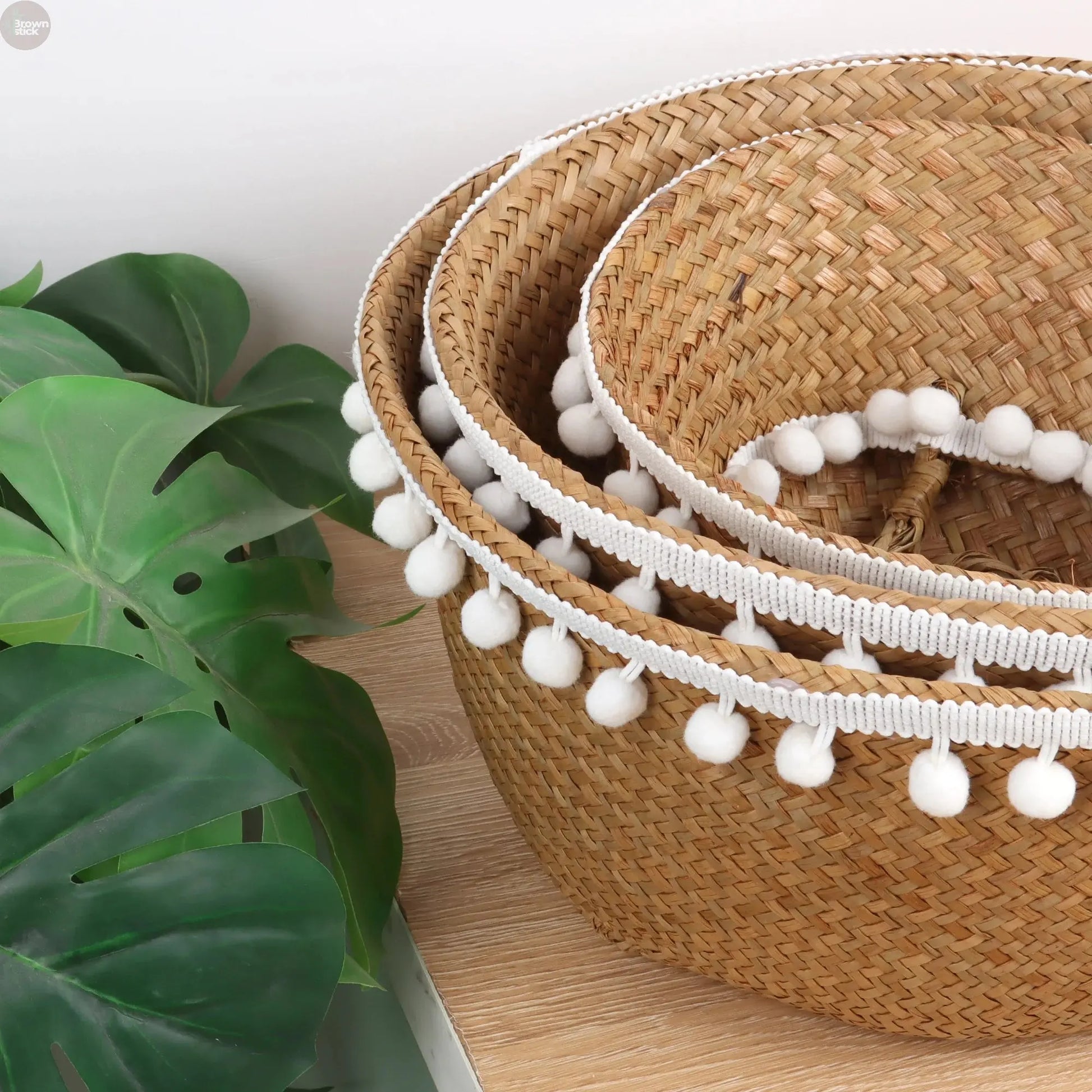 Handmade Foldable Seagrass Belly Basket – Eco-Friendly Storage & Planter Brownstick