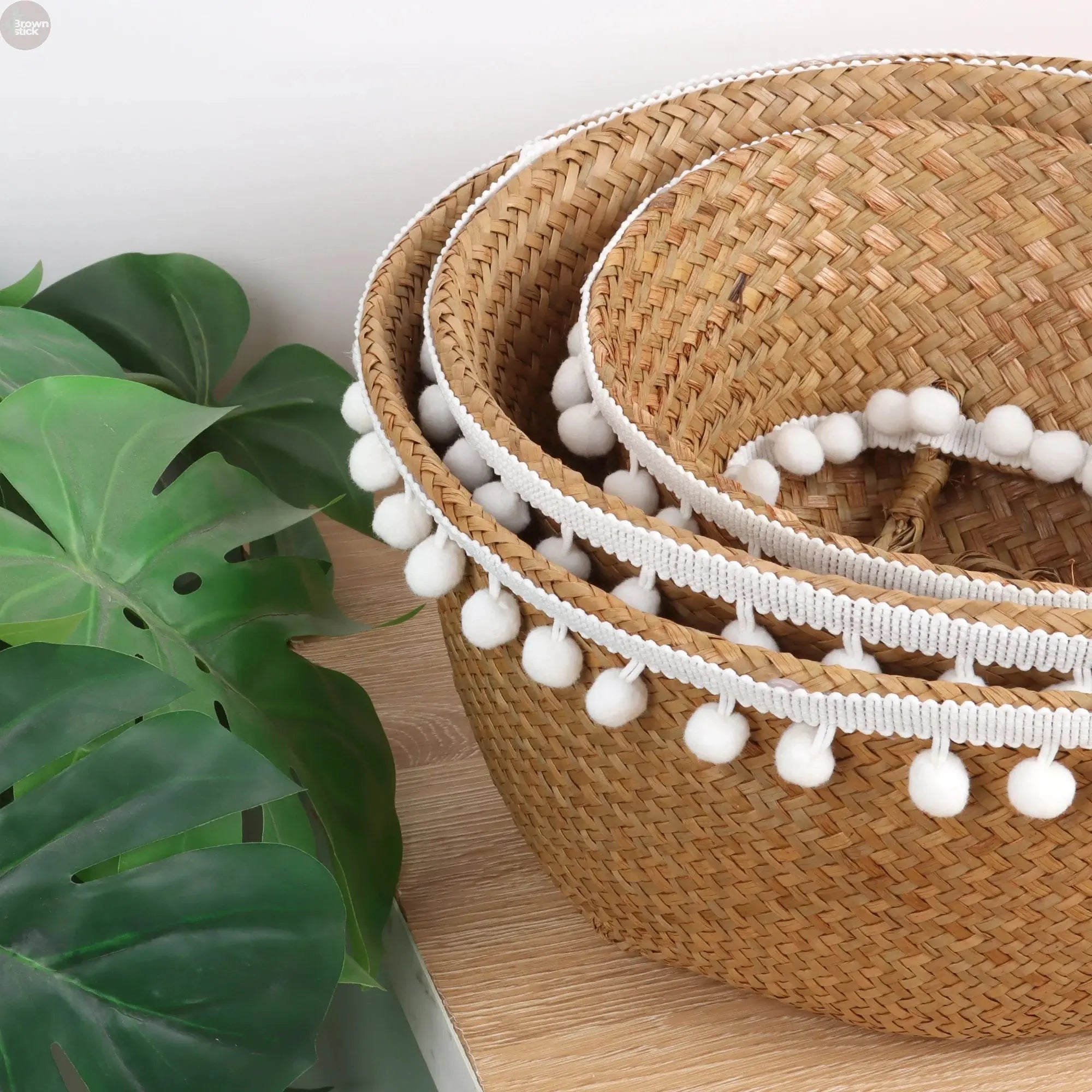 Handmade Foldable Seagrass Belly Basket – Eco-Friendly Storage & Planter Brownstick