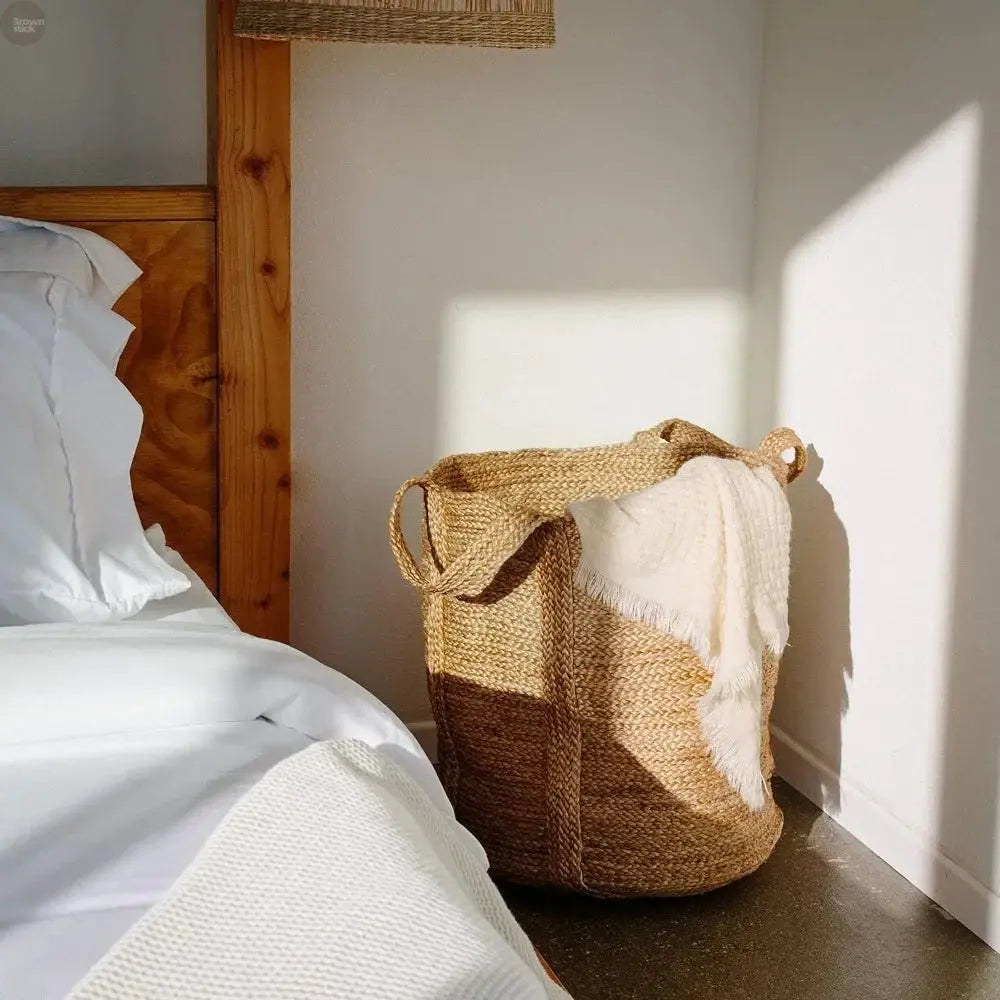 Handmade Jute Storage Basket – 17x17" Decorative Rope Organizer Brownstick