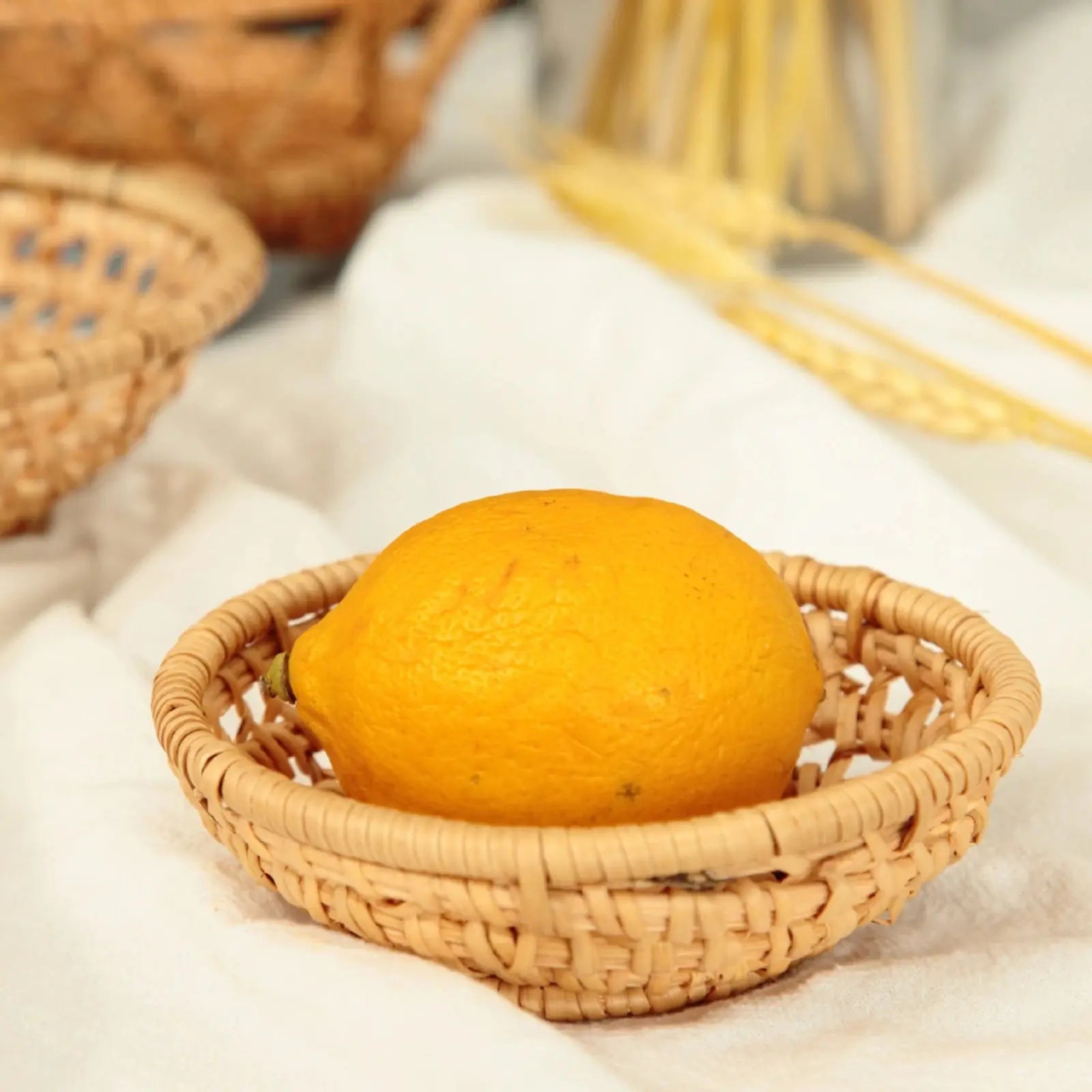 Handmade Rattan Woven Tray – Rustic Basket for Snacks, Bread & Storage Brownstick