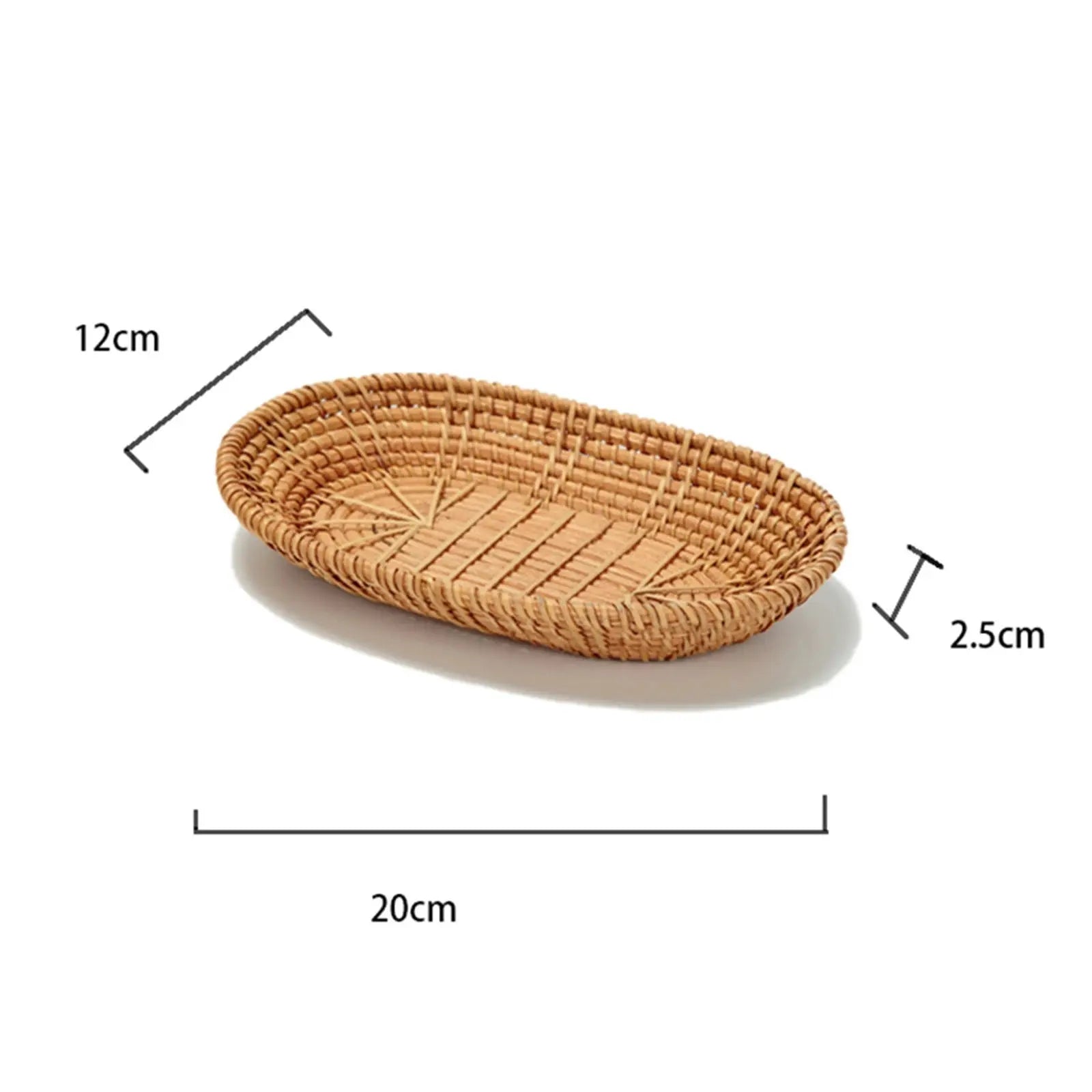 Handmade Rattan Woven Tray – Rustic Basket for Snacks, Bread & Storage Brownstick