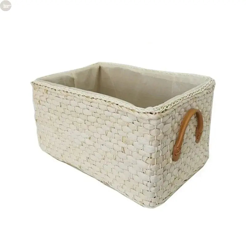 Handmade Seagrass Wicker Storage Basket with Handles Brownstick