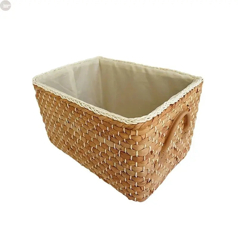 Handmade Seagrass Wicker Storage Basket with Handles Brownstick