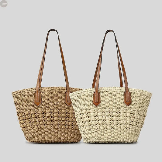 Handmade Straw Rope Shoulder Bag Brownstick