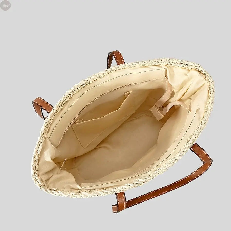 Handmade Straw Rope Shoulder Bag Brownstick