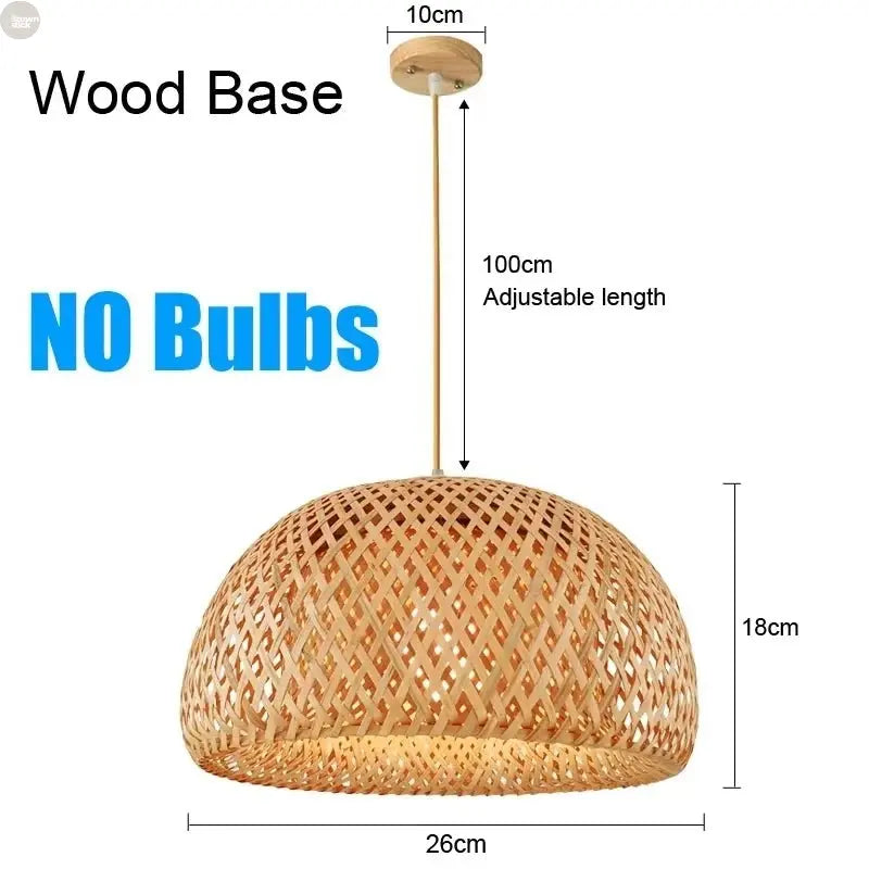 Handmade Vintage Hand Knitted Bamboo Pendant Lamp - Brownstick
