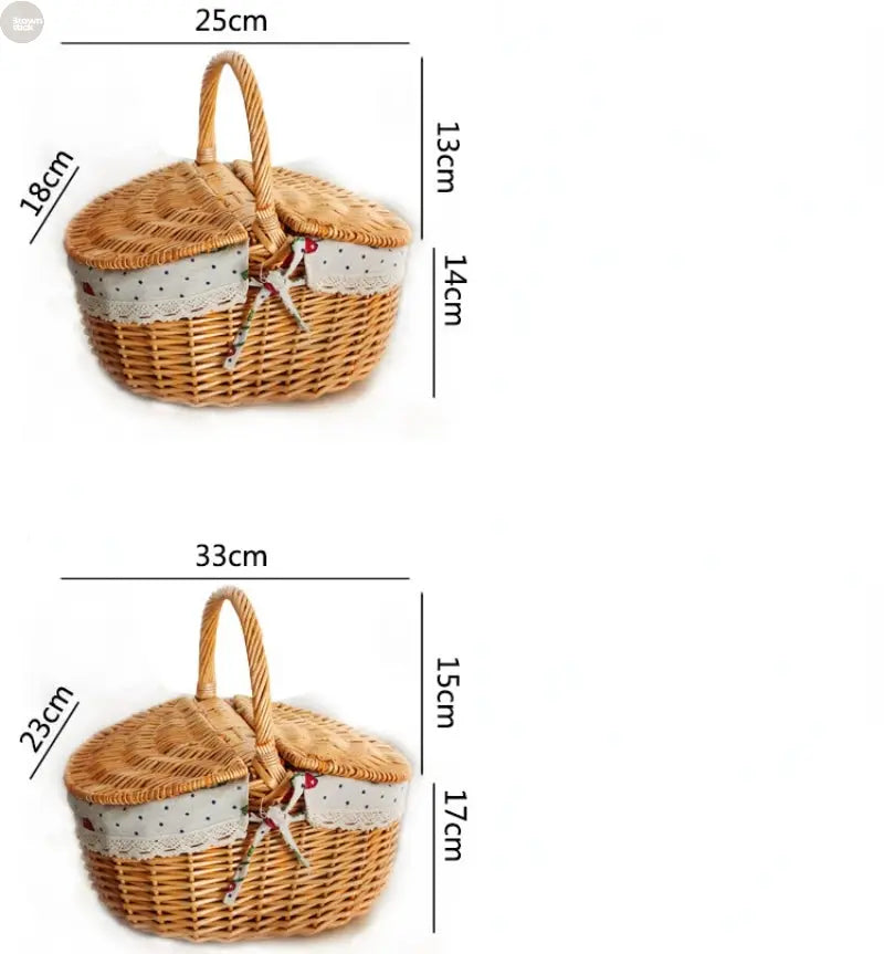 Handmade Wicker Picnic Basket with Handle – Willow Storage Hamper Brownstick