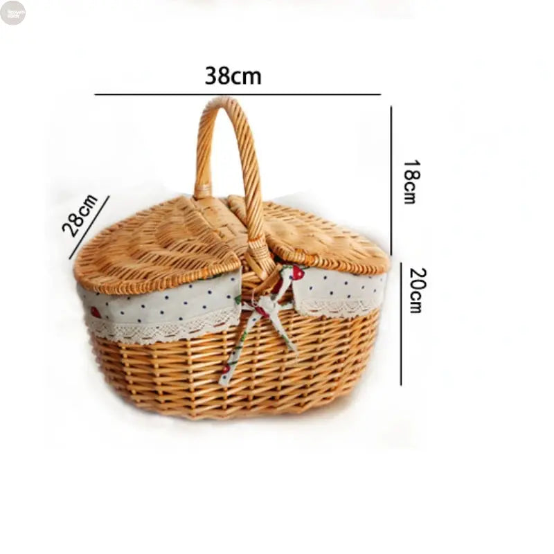 Handmade Wicker Picnic Basket with Handle – Willow Storage Hamper Brownstick