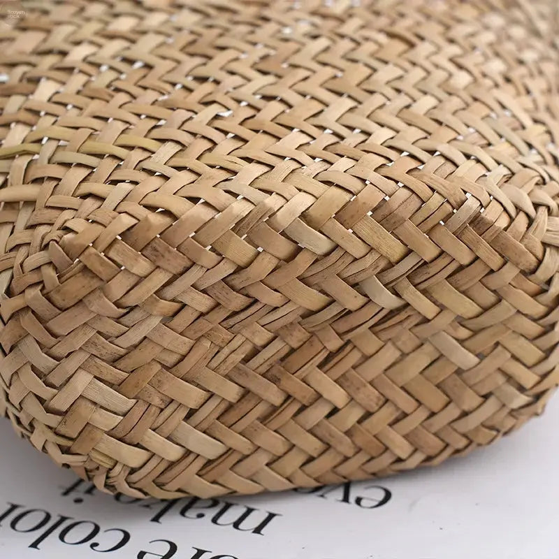 Handmade Wicker Rattan Mini Bag – Boho Straw Bucket Tote for Travel & Beach Brownstick