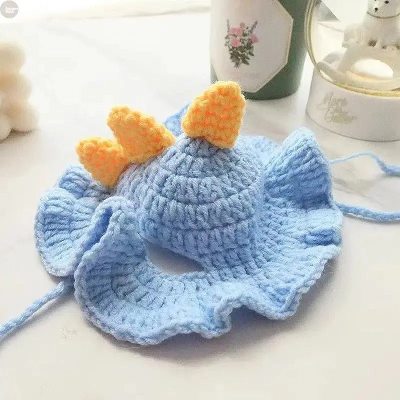 Handmade wool crochet pet hat for small and medium - sized dogs and cats - Brownstick