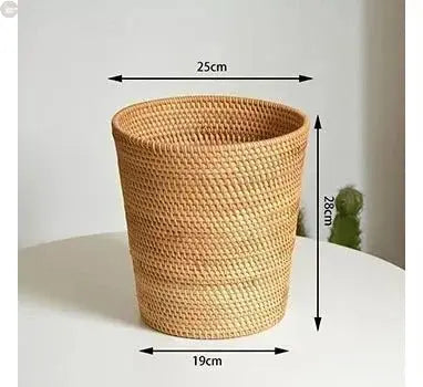Handwoven Rattan Basket Round Storage Bucket Bread - Brownstick