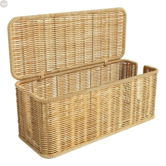 Handwoven Rattan Cable Organizer Box – Eco-Friendly Cord Management Solution Brownstick