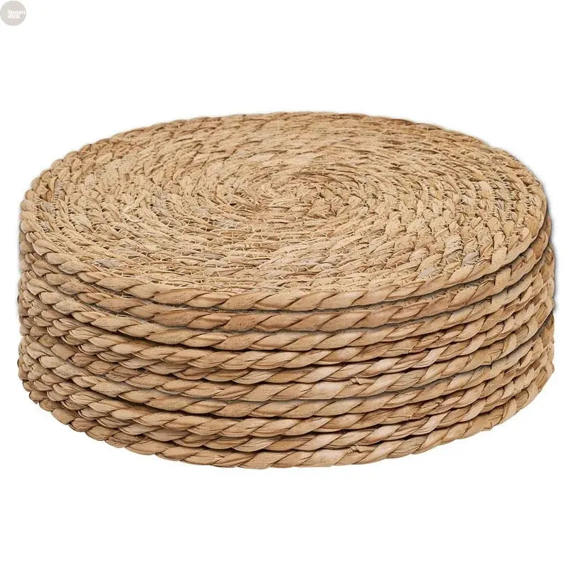 Handwoven Rattan Placemats Round Heat-Resistant Table Mats Brownstick