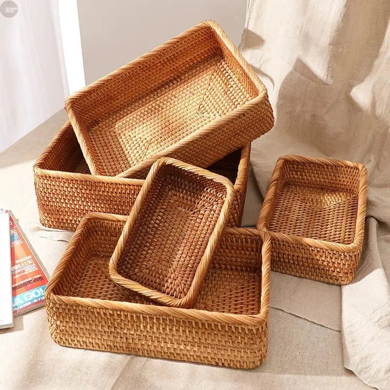 Handwoven Rattan Rectangular Storage Box - Brownstick