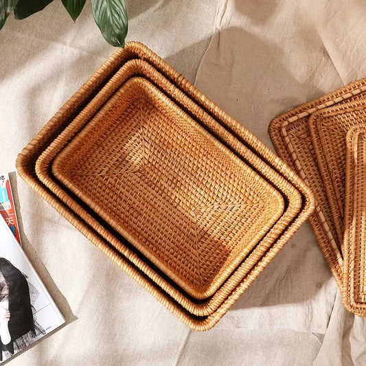 Handwoven Rattan Rectangular Storage Box - Brownstick