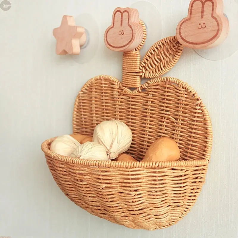 Handwoven Rattan Storage Baskets – Creative Wall & Kitchen Organizers Brownstick
