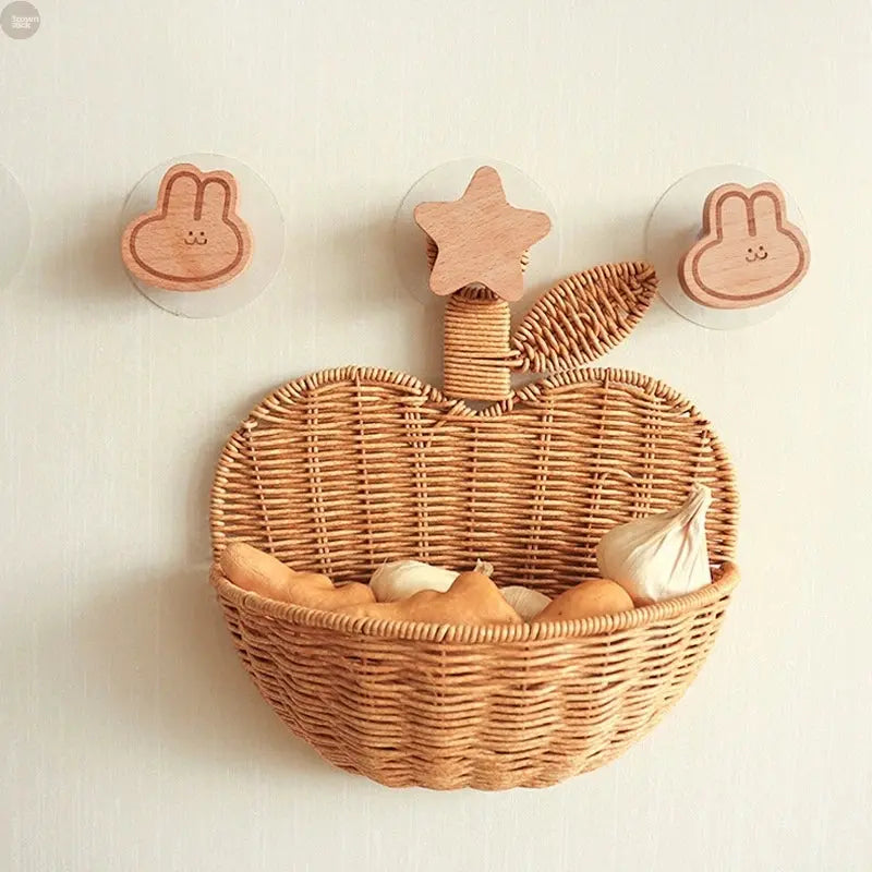 Handwoven Rattan Storage Baskets – Creative Wall & Kitchen Organizers Brownstick