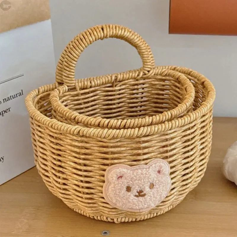 Handwoven Rattan Storage Baskets – Creative Wall & Kitchen Organizers Brownstick