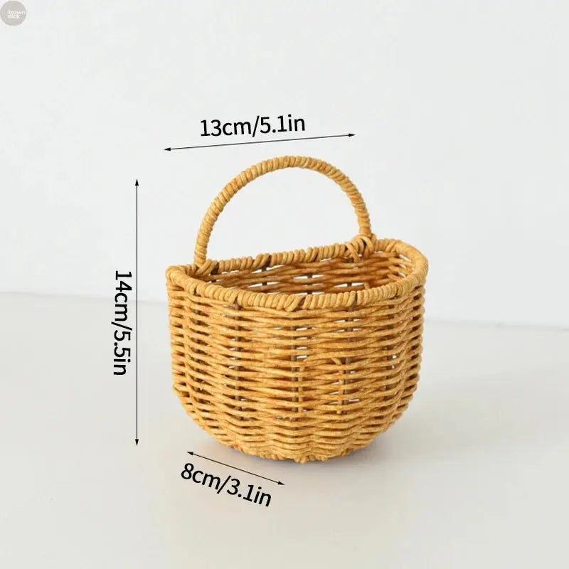 Handwoven Rattan Storage Baskets – Creative Wall & Kitchen Organizers Brownstick