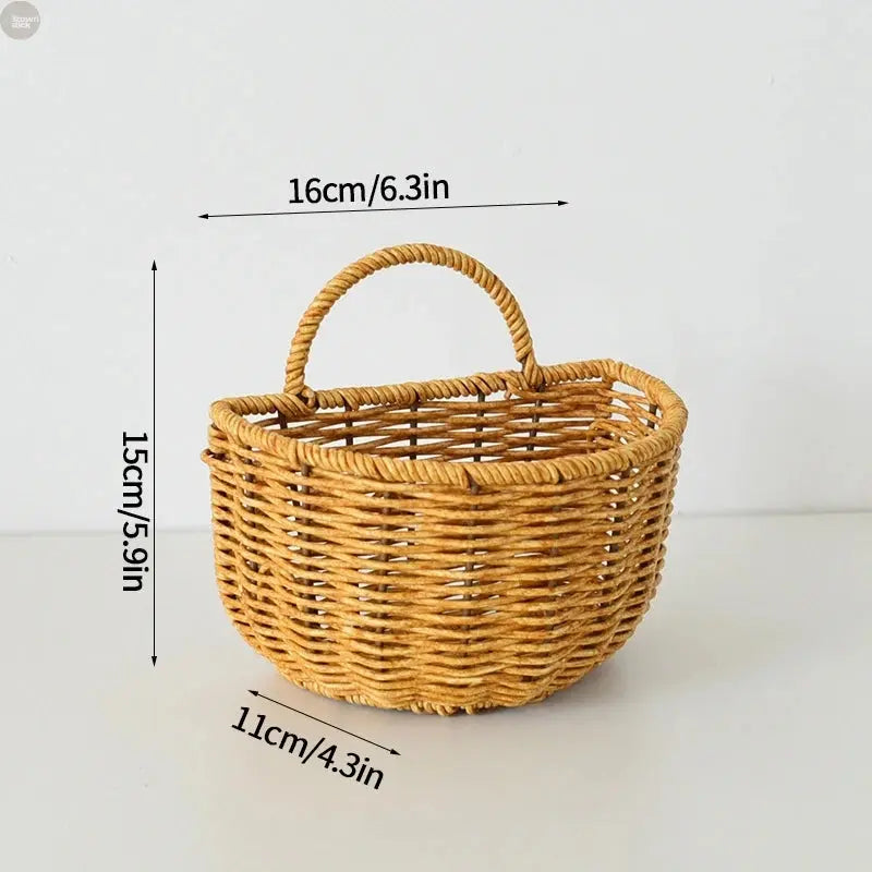 Handwoven Rattan Storage Baskets – Creative Wall & Kitchen Organizers Brownstick