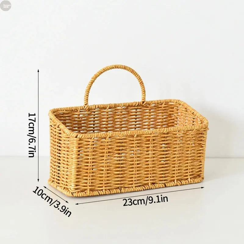Handwoven Rattan Storage Baskets – Creative Wall & Kitchen Organizers Brownstick