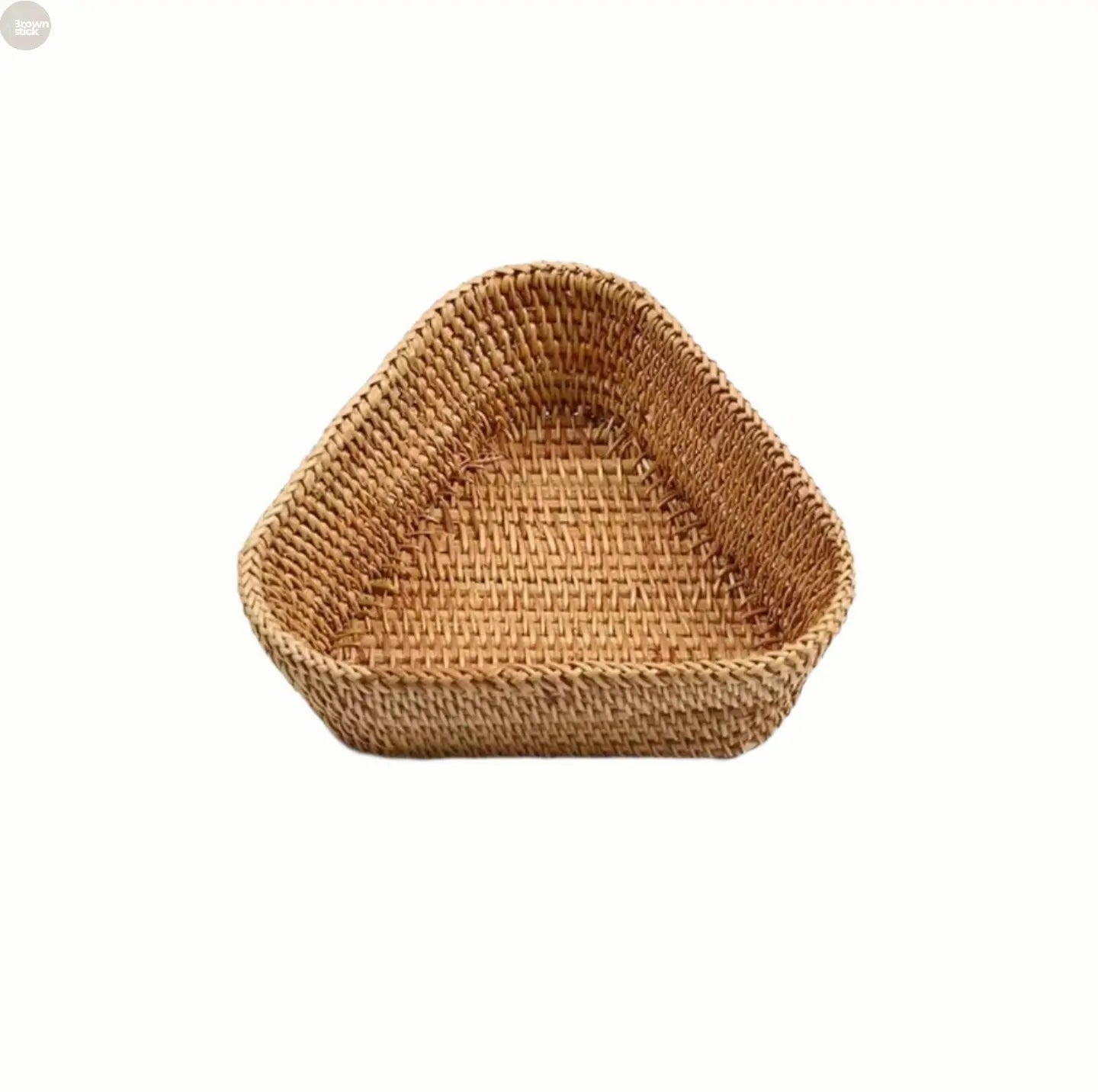 Handwoven Rattan Wicker Basket - Rectangular Storage for Fruit, Tea, Snacks Brownstick